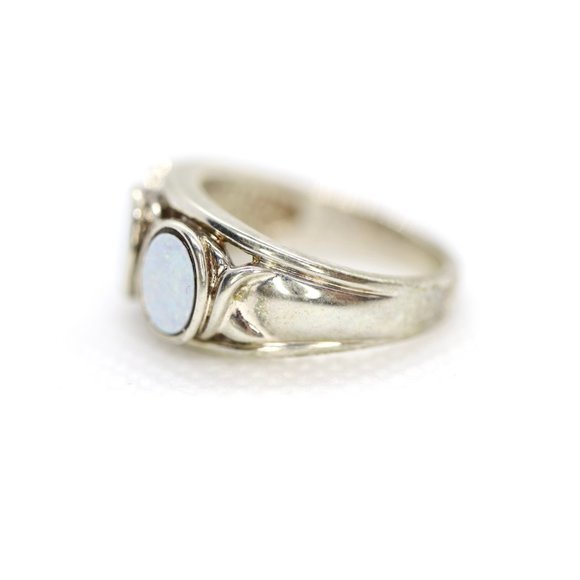 Synthetic Opal Sterling Silver Statement Ring - Picture 3 of 9
